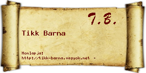 Tikk Barna névjegykártya